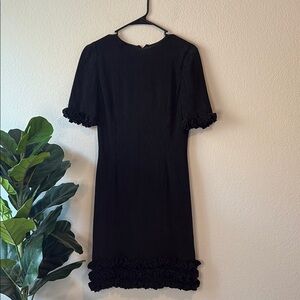 Vintage Carolina Herrera Black Ruffle 100% silk Dress